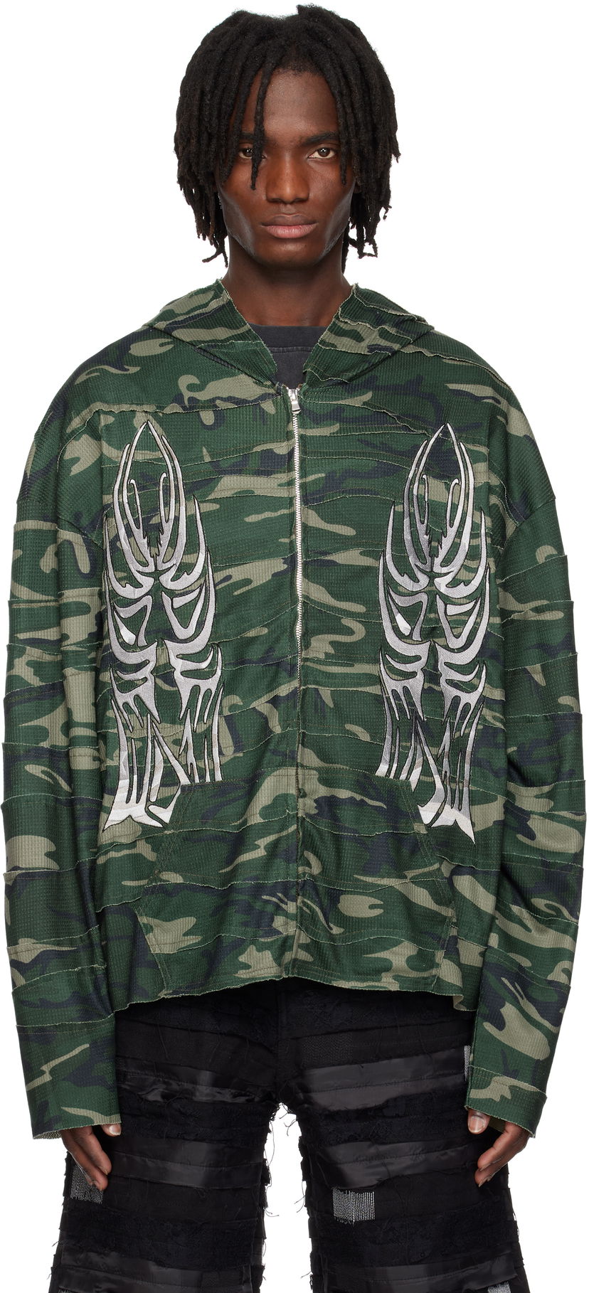 Світшоти Who Decides War Who Decides War Winged Wavelength Camo Zip-Up Hoodie Зелений | 1110650011SS25