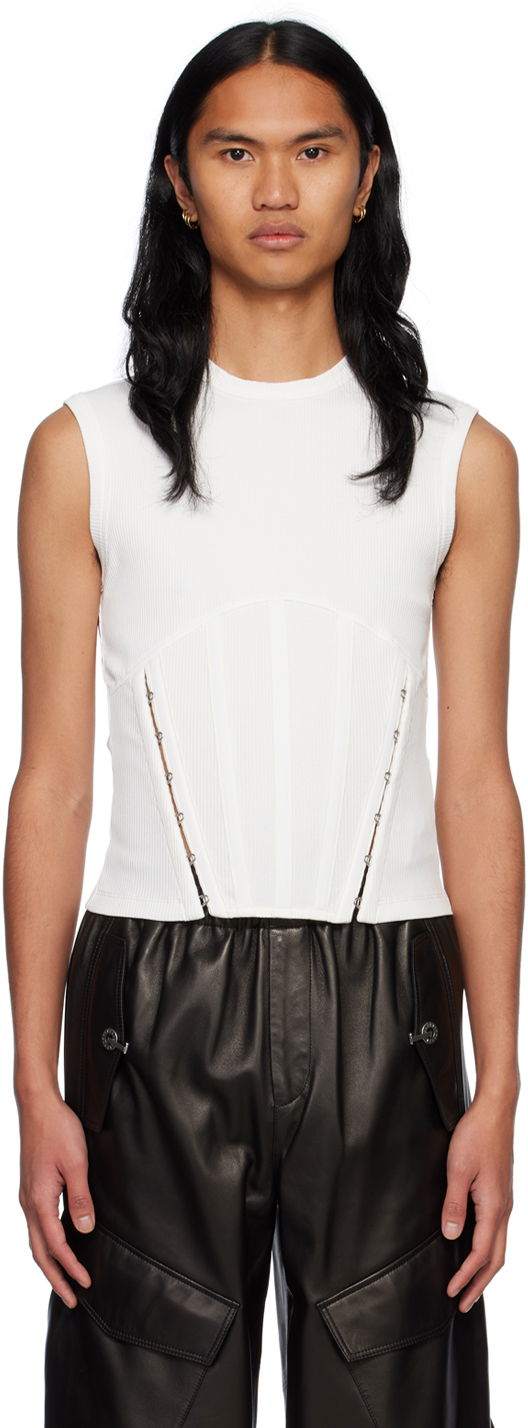 Безрукавка Dion Lee Ribbed Corset Tank Top білий | C3088R23