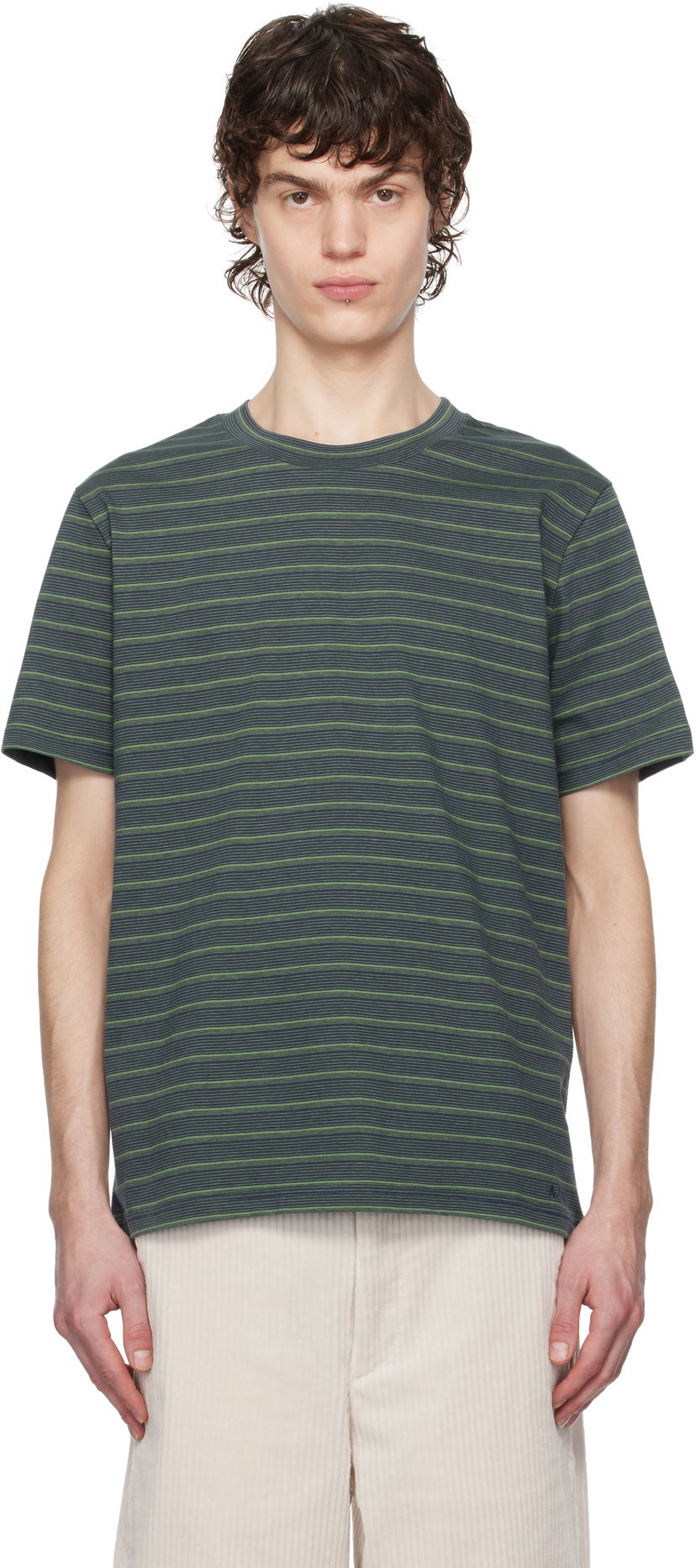Футболка A.P.C. A.P.C. Aymeric Striped T-Shirt Зелений | COHGX-H26132