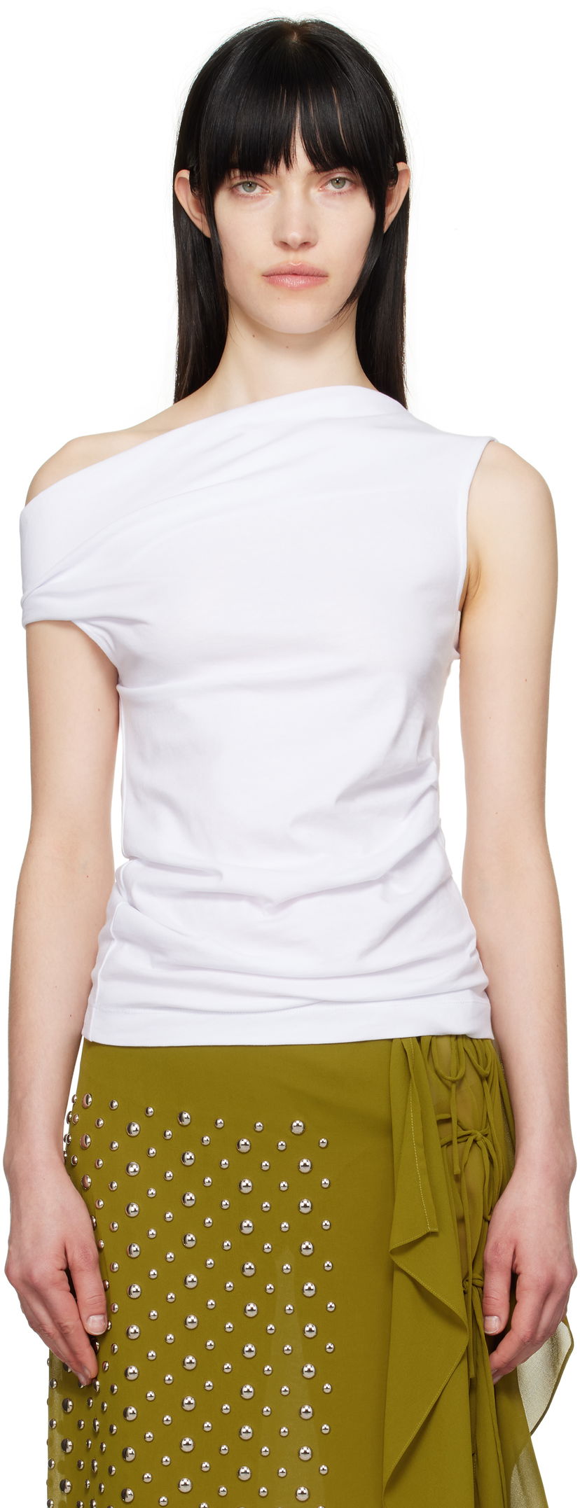 Безрукавка Dries Van Noten Dries Van Noten Off-Shoulder Jersey Tank Top білий | 251-011143-1603