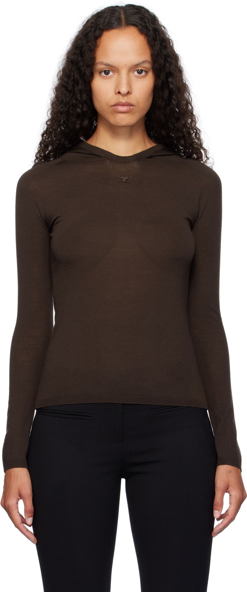 Світшоти Courrèges Light Knit Hoodie Коричневий | 424MPU200FI0060