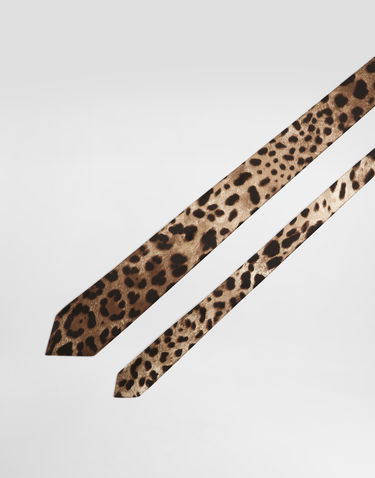 Аксесуари Dolce & Gabbana Dolce & Gabbana Satin Tie with Leopard Print Коричневий | GT181EFS1GTHY13M, 2