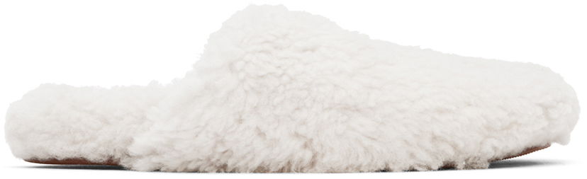 Одяг Yves Salomon Yves Salomon Merinos Curly Lamb Slippers білий | 25W23WAA342XXMECL