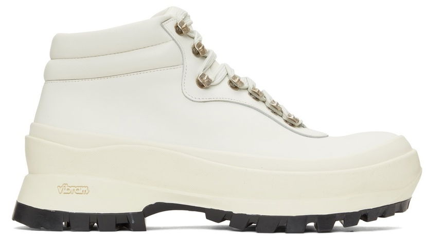 Кросівки та взуття Jil Sander Jil Sander Leather Hiking Boots білий | JP37001A_14513