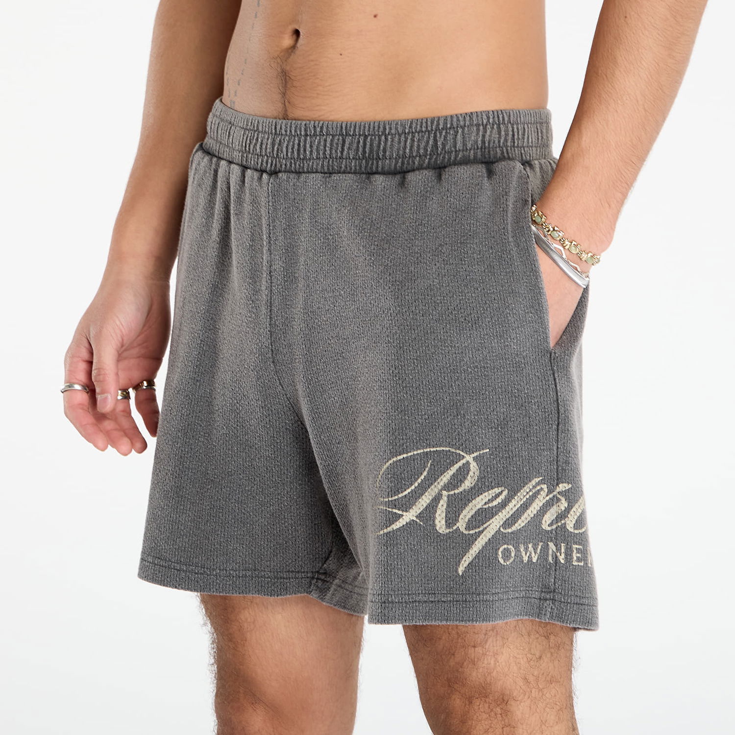 Шорти Represent Clo Owners Club Script Embroidered Textured Shorts Сірий | OCM41237-47, 1