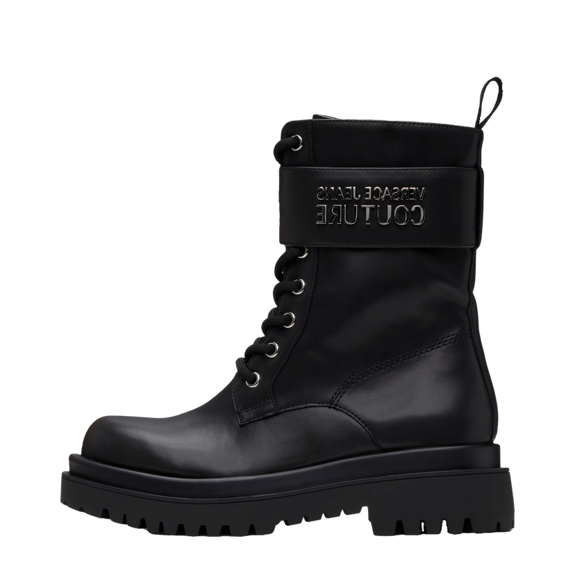 Кросівки та взуття Versace Black Leather Logo Drew Boots чорний | E77VA3S64_E71570