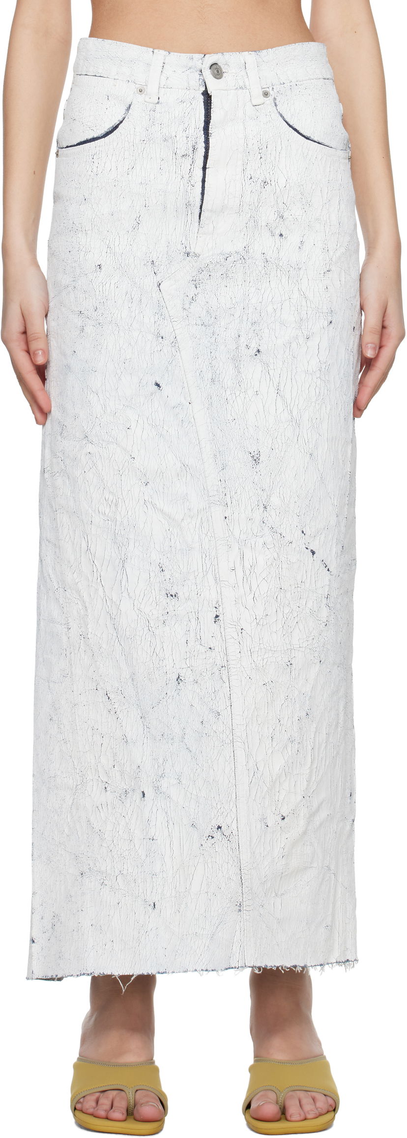 Спідниця Maison Margiela MM6 Maison Margiela Hand-Painted Denim Maxi Skirt білий | S62MI0027 M30028