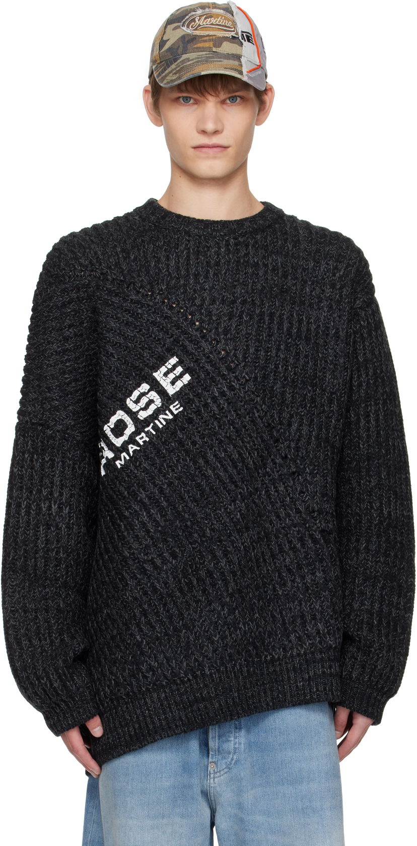 Cветр Martine Rose Martine Rose Engineered Fisherman Rib Sweater чорний | 971YA03053