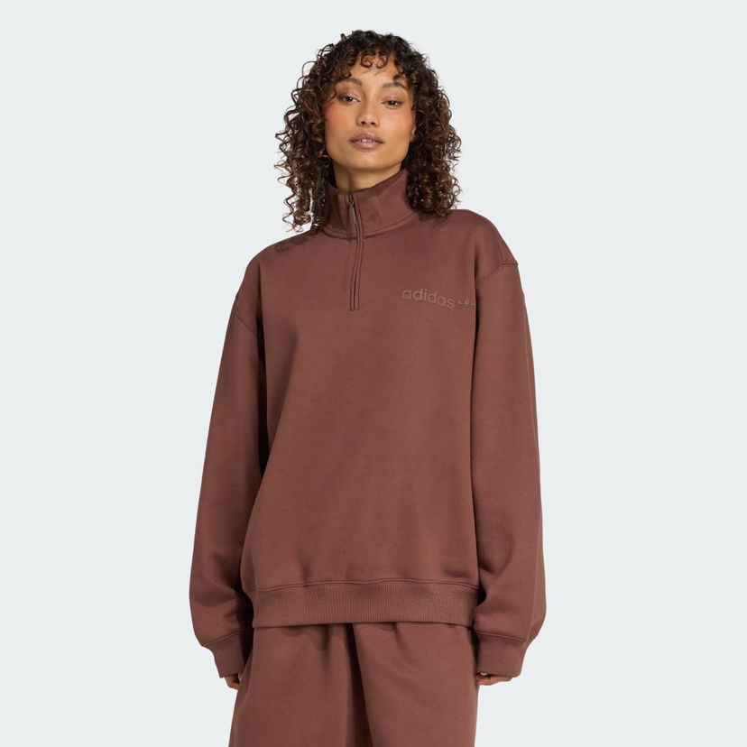 Світшоти adidas Performance Essentials Linear Quarter-Zip Oversized Sweatshirt Коричневий | JW1023