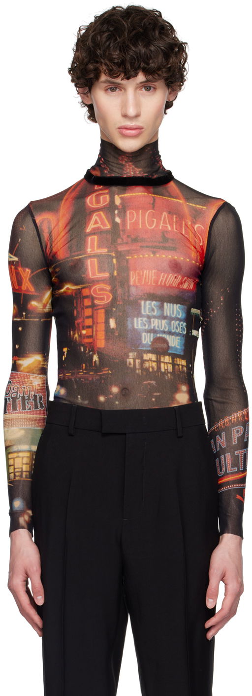 Футболка Jean Paul Gaultier Jean Paul Gaultier 'The Pigalle' Mesh Turtleneck Top чорний | 24/30-F-TO206-T552-00301550