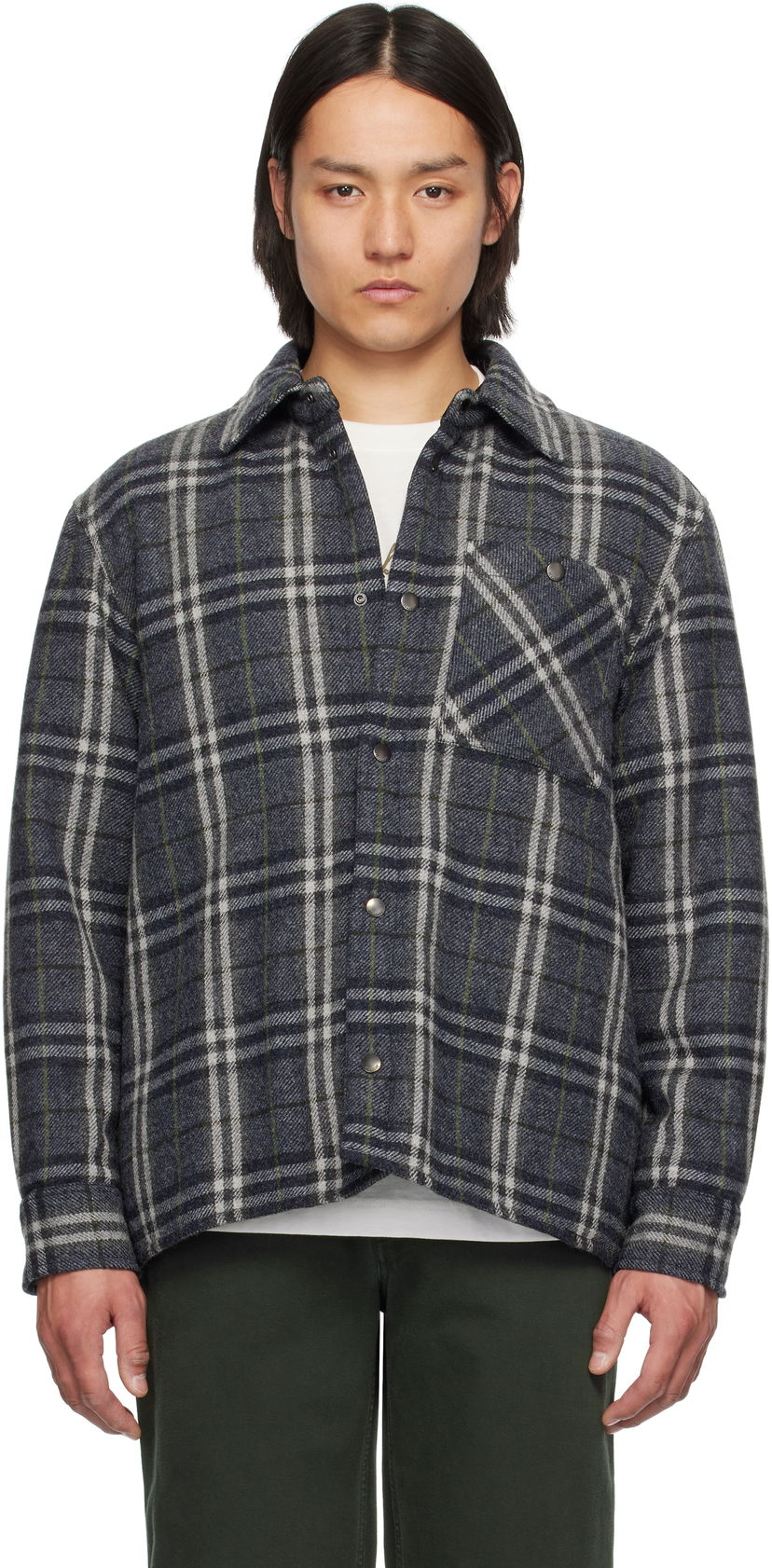 Сорочка Burberry Burberry Check Wool Overshirt Синій | 8102224