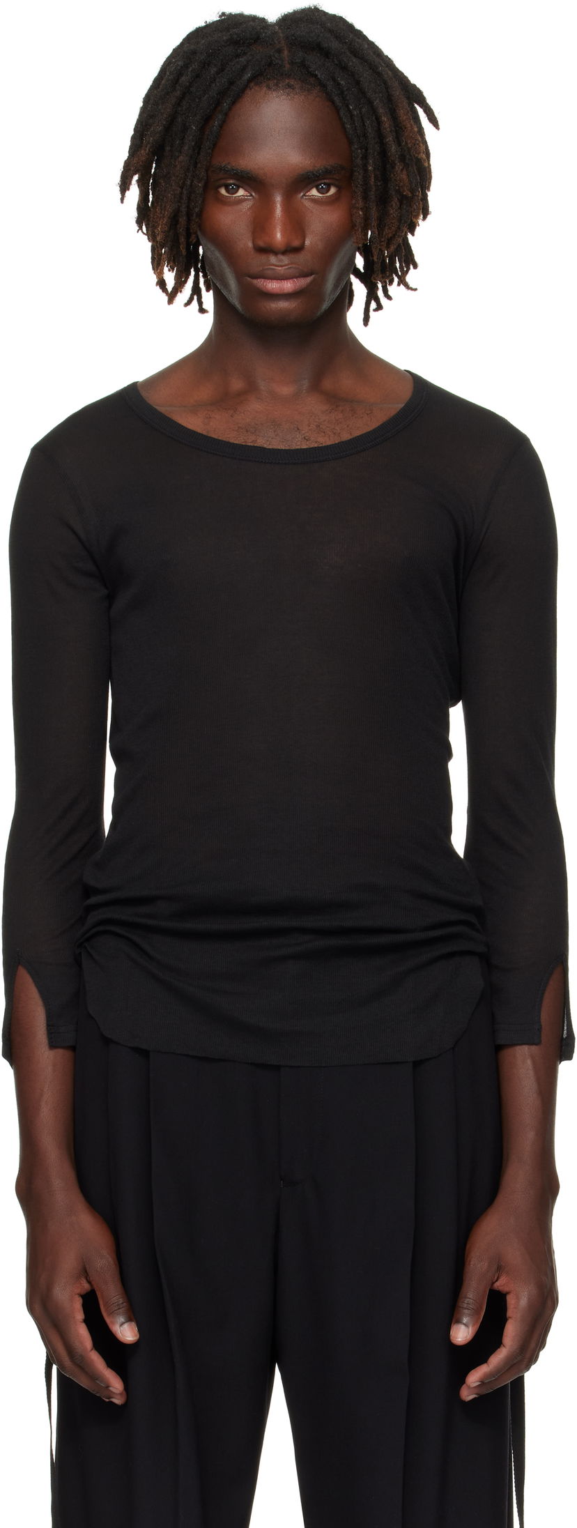 Футболка Ann Demeulemeester Ann Demeulemeester Margon Long Sleeve T-Shirt чорний | B0012875-FA434-099