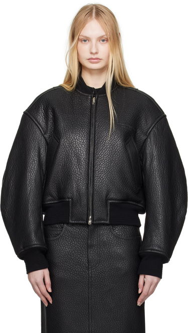 Куртка бомбер Alexander Wang Alexander Wang Cropped Leather Bomber Jacket чорний | 1WC1252627, 0