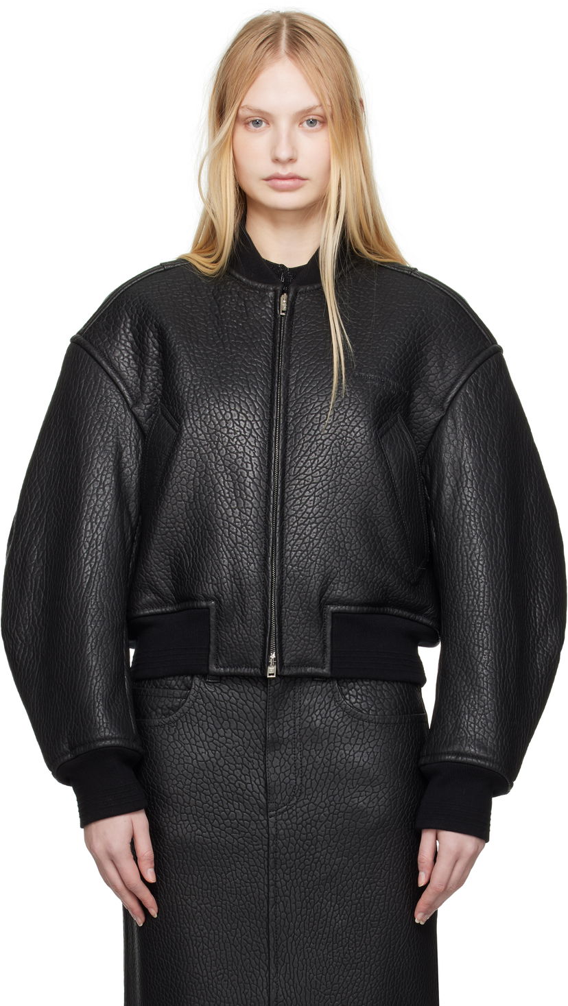 Куртка бомбер Alexander Wang Alexander Wang Cropped Leather Bomber Jacket чорний | 1WC1252627