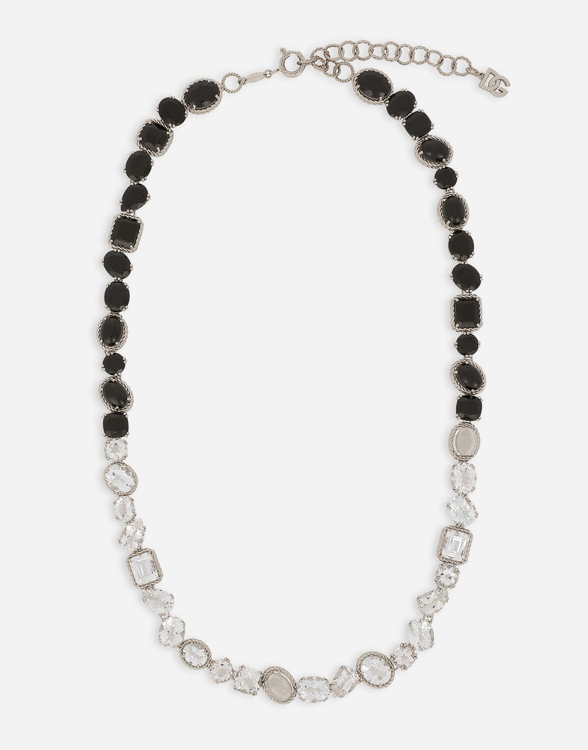 Кольє Dolce & Gabbana 18K White Gold Necklace with Black and Clear Crystals чорний | WNQA2GWTSQS80001