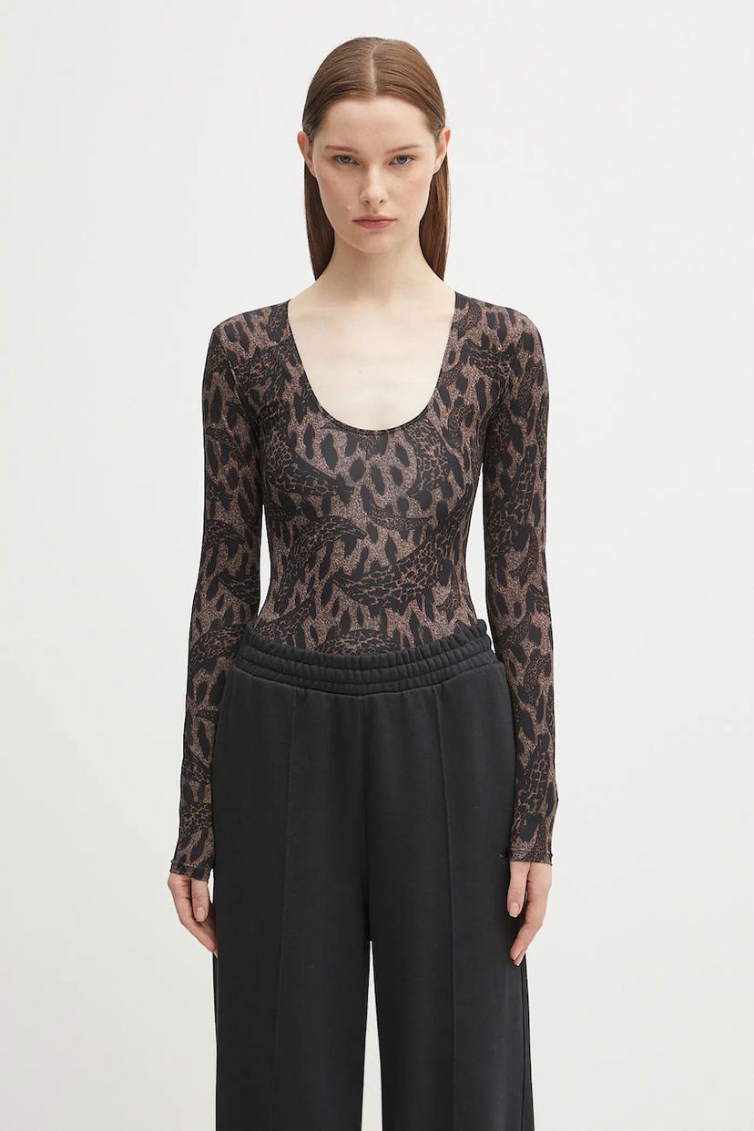 Боді Fiorucci Fiorucci Banimalier Print Scoop Neck Bodysuit Коричневий | W02FPTBO225LY01BR01