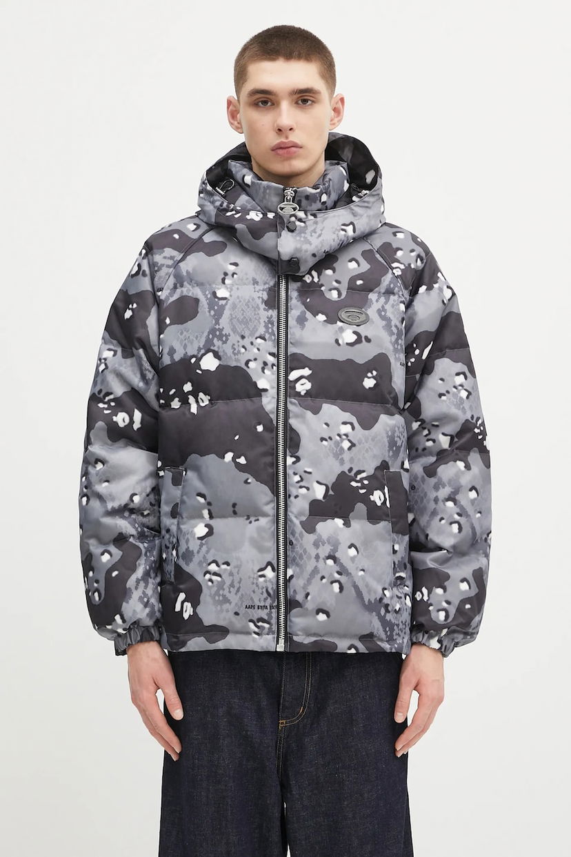 Пуховик AAPE by A Bathing Ape AAPE Main Down Jacket Сірий | AAPDNM7666XXN