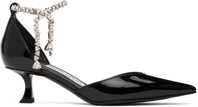 Кросівки та взуття Jimmy Choo Jimmy Choo Stevie 50 Crystal Embellished Patent Leather Heels чорний | STEVIE 50