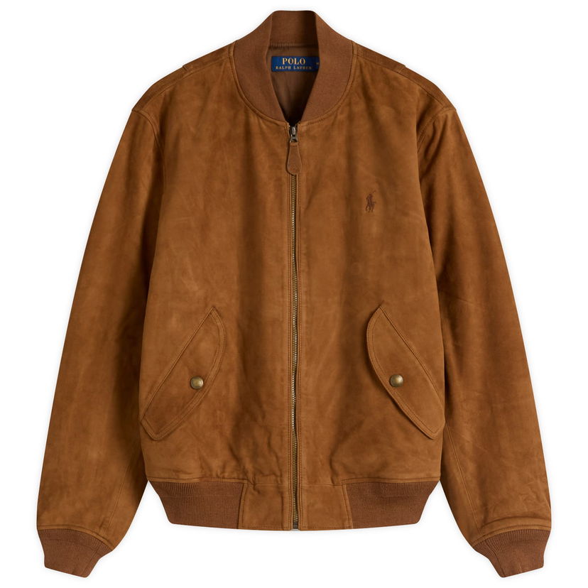 Куртка бомбер Polo by Ralph Lauren Ralph Lauren Suede Flight Jacket, Size Large Коричневий | 710963338001