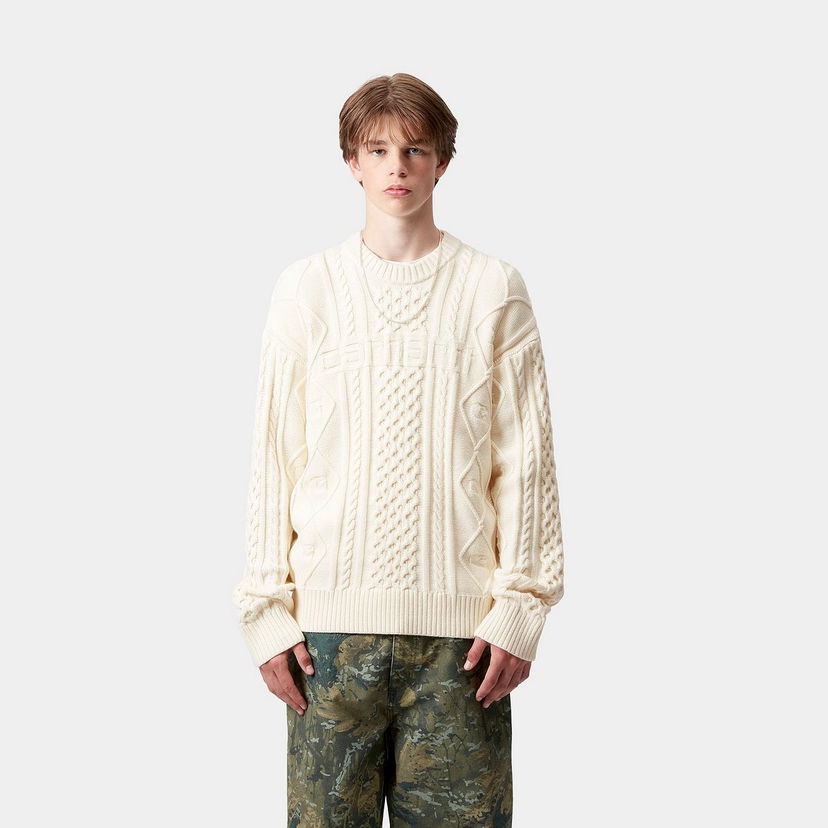 Cветр Carhartt WIP Carhartt WIP Shawn Cable Knit Sweater білий | I035418_7