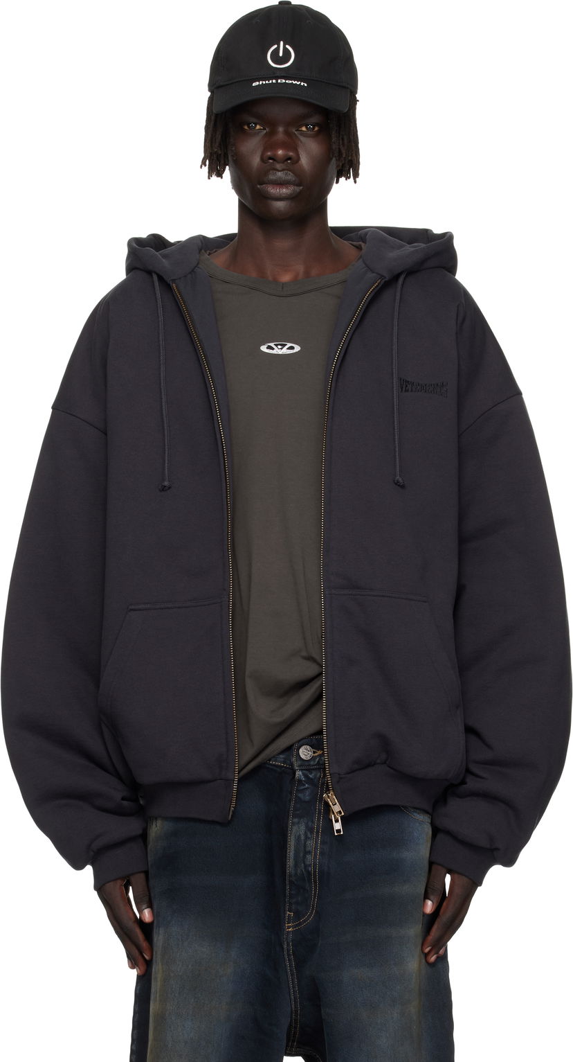 Світшоти VETEMENTS VETEMENTS Puffed Oversized Zip-Up Hoodie чорний | UH76ZU860B