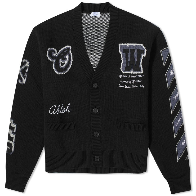 Cветр Off-White Moon Varsity Cardigan чорний | OMHB019F23KNI0021010