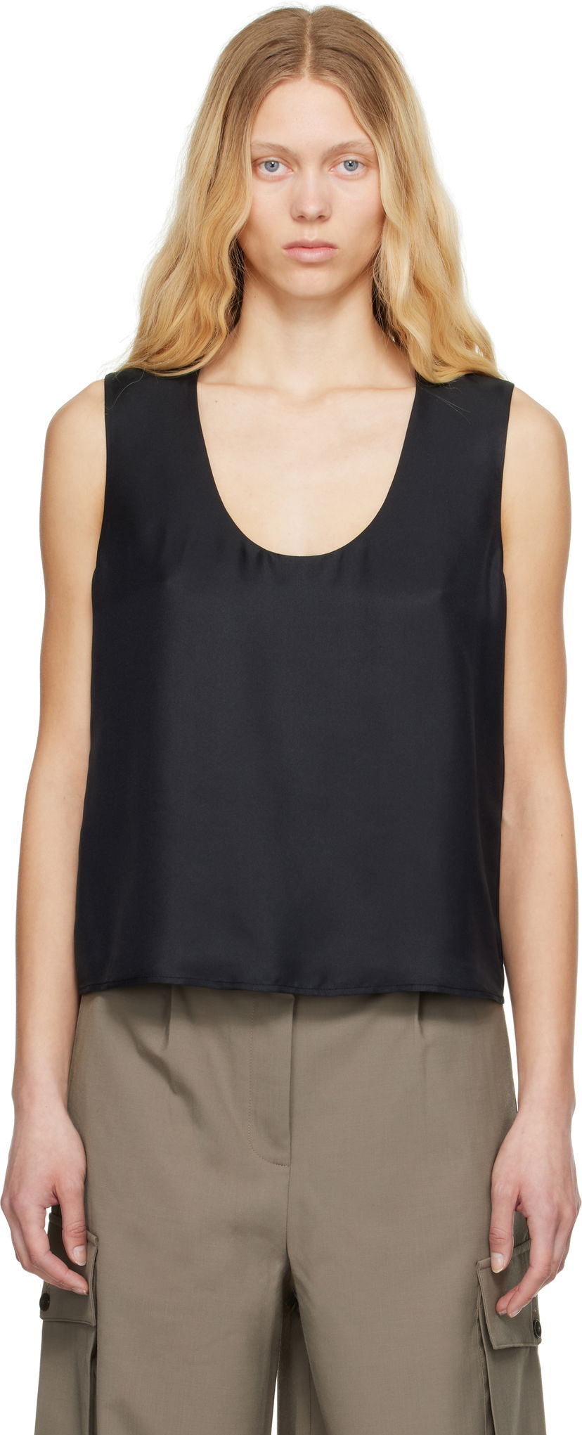 Безрукавка Róhe Róhe Scoop-Neck Silk Tank Top чорний | 415-20-147