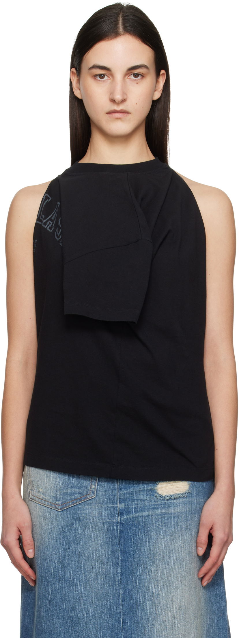 Безрукавка Maison Margiela MM6 Maison Margiela Dual Wear Varsity Print Tank Top чорний | S52NF0012 M20050