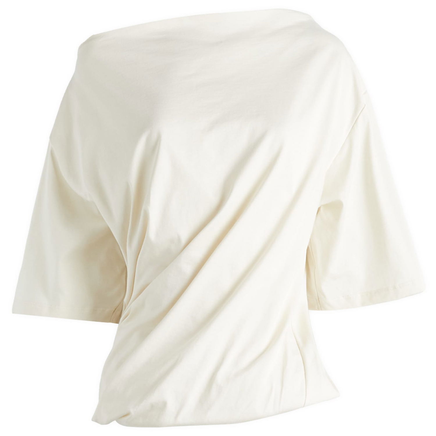 Футболка Baserange Baserange Turn Draped Off-The-Shoulder T-Shirt, Size Large білий | TOTUS-RC-SP25-Undyed, 0