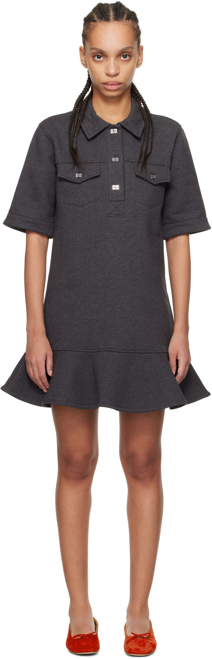 плаття GANNI Ganni Heavy Fleece Mini Dress Сірий | T4108