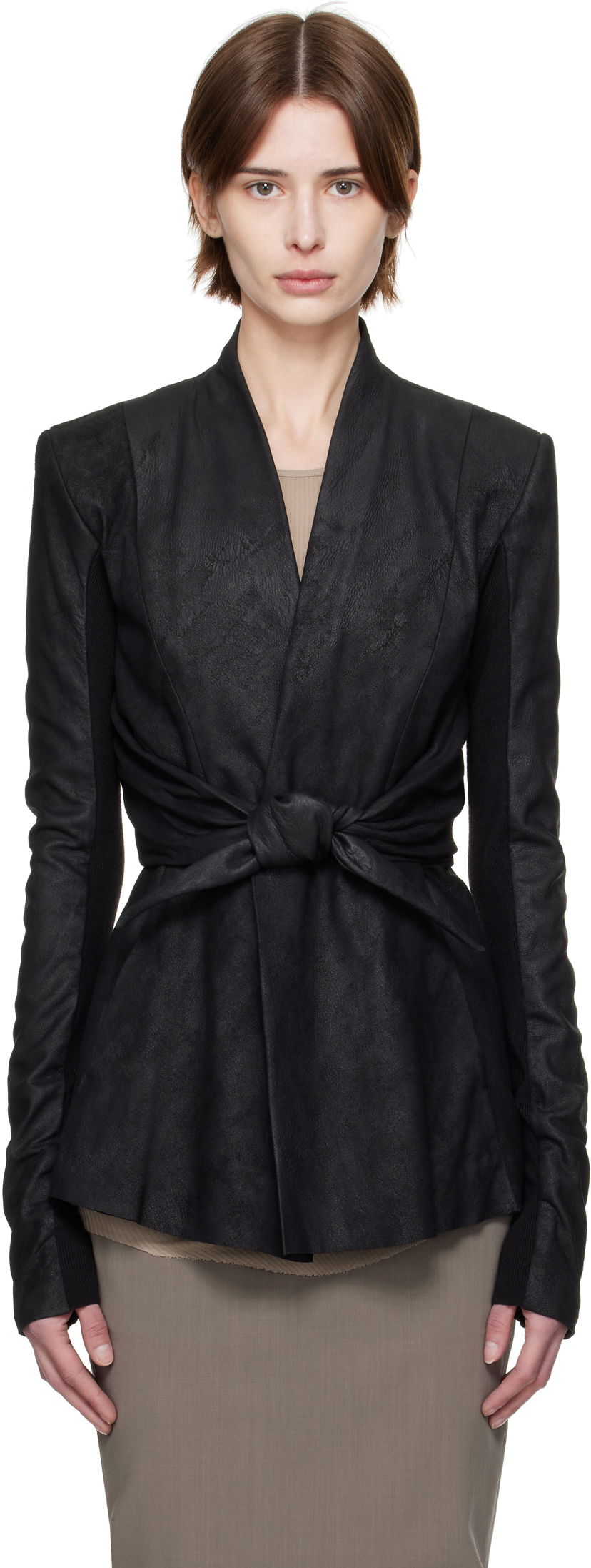 Куртка Rick Owens Rick Owens Hollywood LS Strutter Leather Jacket чорний | RP01E7700 LBA