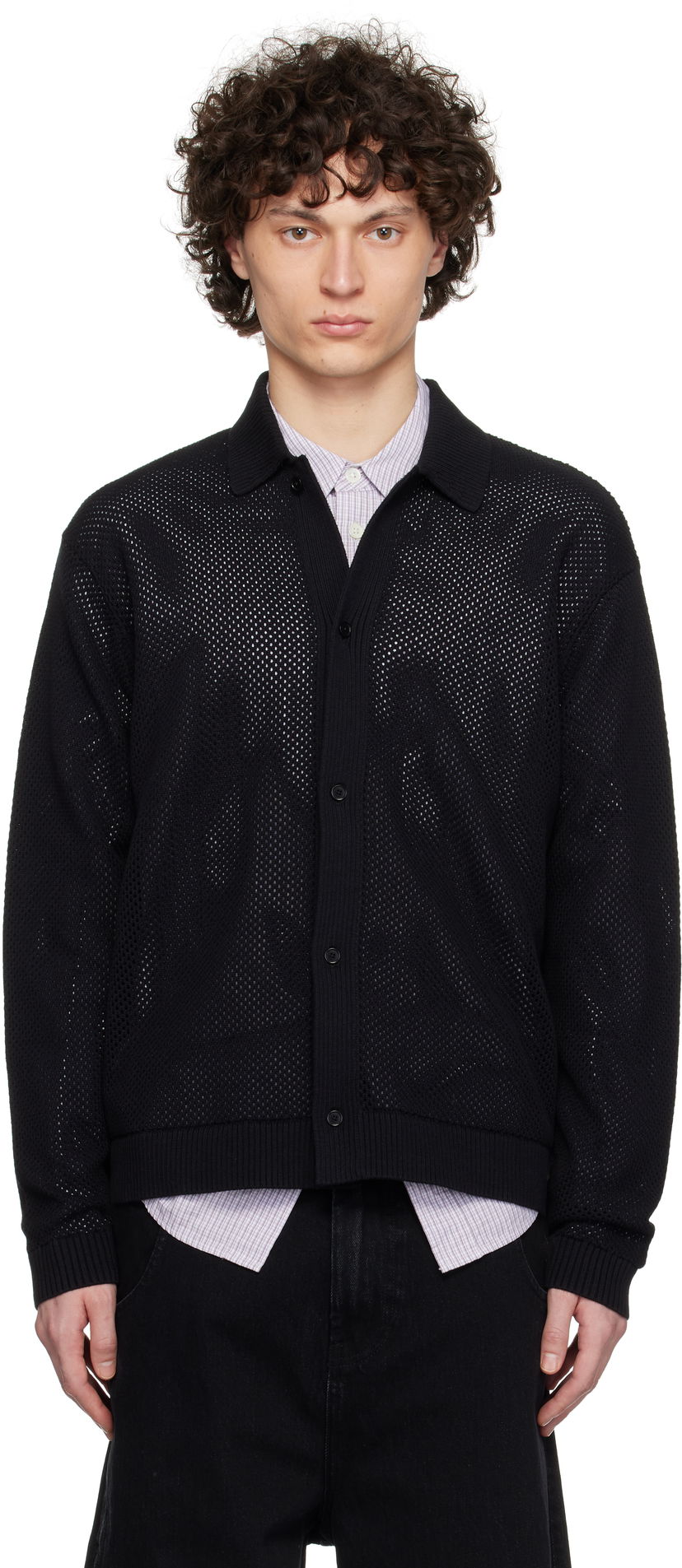 Cветр Represent Clo Long Sleeve Mesh Knit Cardigan чорний | MLM3829