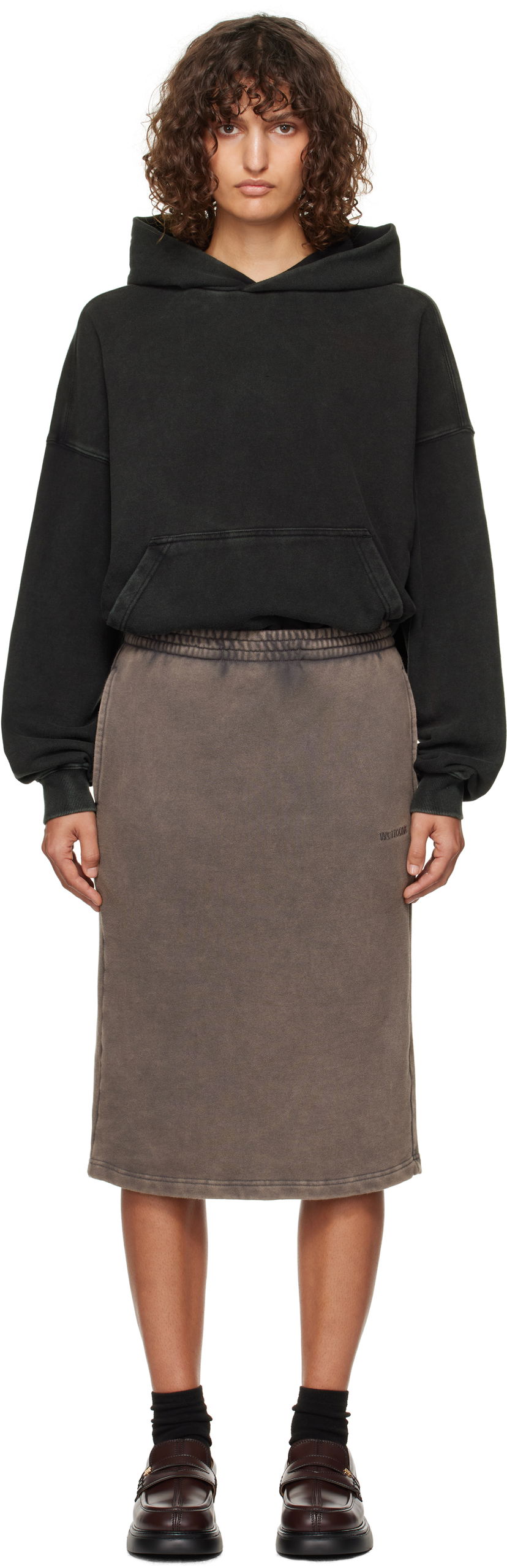 Спідниця We11done We11Done Layered Hoodie Dress Коричневий | WD-TO3-24-851-W-BK