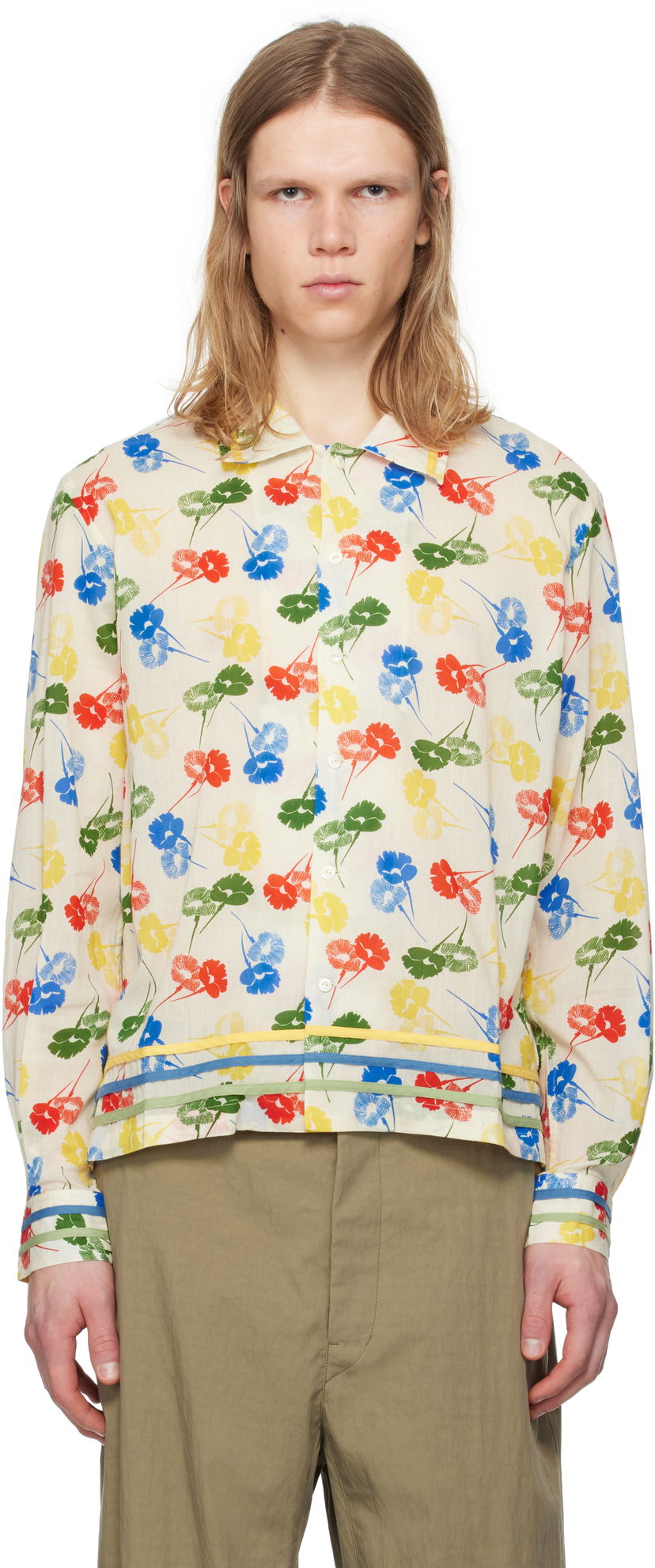 Сорочка Bode Bode Flower Stamp Long Sleeve Shirt Різнокольоровий | MRS25SH011