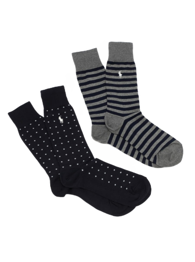 Шкарпетки Polo by Ralph Lauren Dot Stripe Crew Socks 2Pack Різнокольоровий | 449655259002