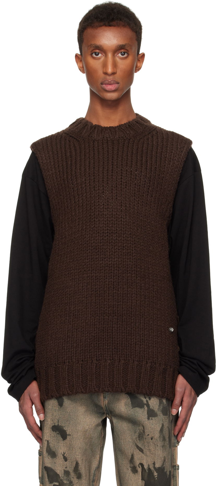 Cветр We11done We11done Sleeveless Knit Sweater Коричневий | WD-KT3-24-667-U-BR