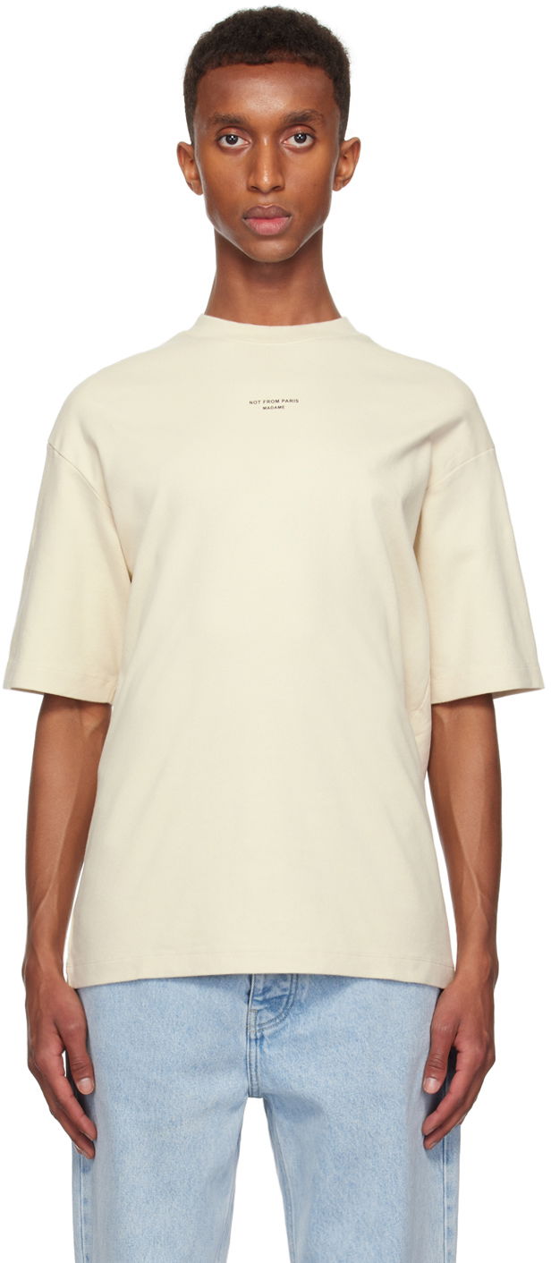 Футболка Drôle de Monsieur Drôle De Monsieur Classique Slogan T-Shirt бежевий | PERM-TS202-CO002-MT