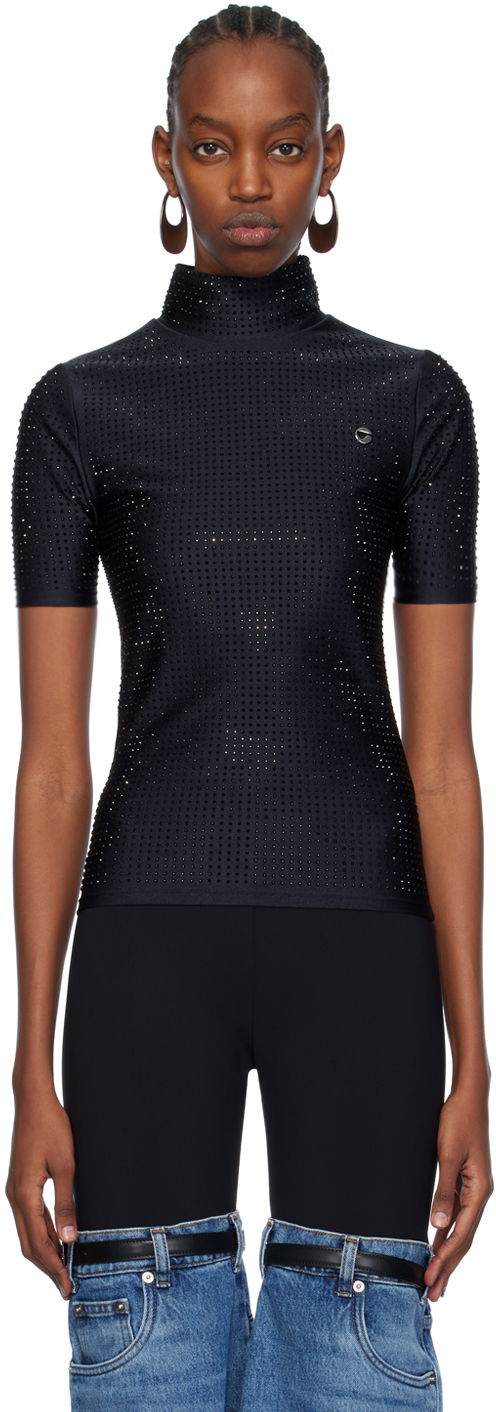 Cветр Coperni Coperni Crystal Embellished Mock Neck Top чорний | COPJS20BIS855
