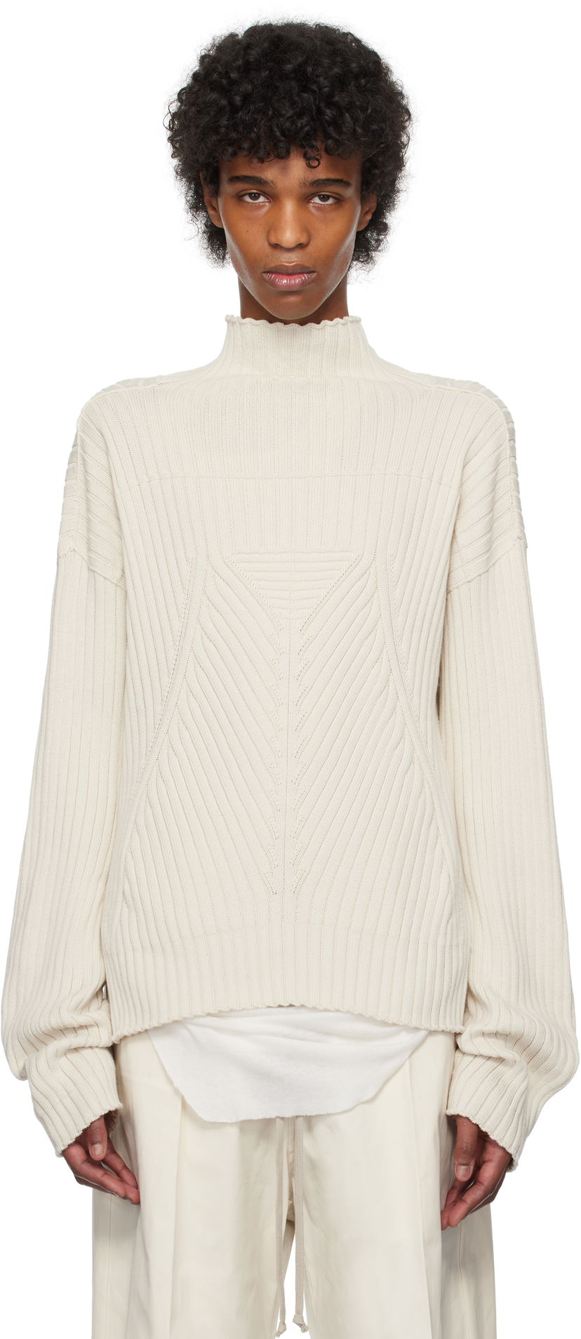 Cветр Rick Owens Rick Owens Hollywood Tabard Sweater бежевий | RU01E5663 KEC