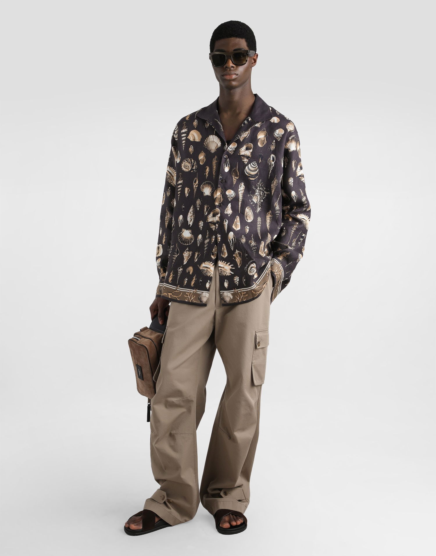 Сорочка Dolce & Gabbana Dolce & Gabbana Oversized Linen Canvas Shell-Print Shirt чорний | G5NK0TFP4NSHM5PI, 1