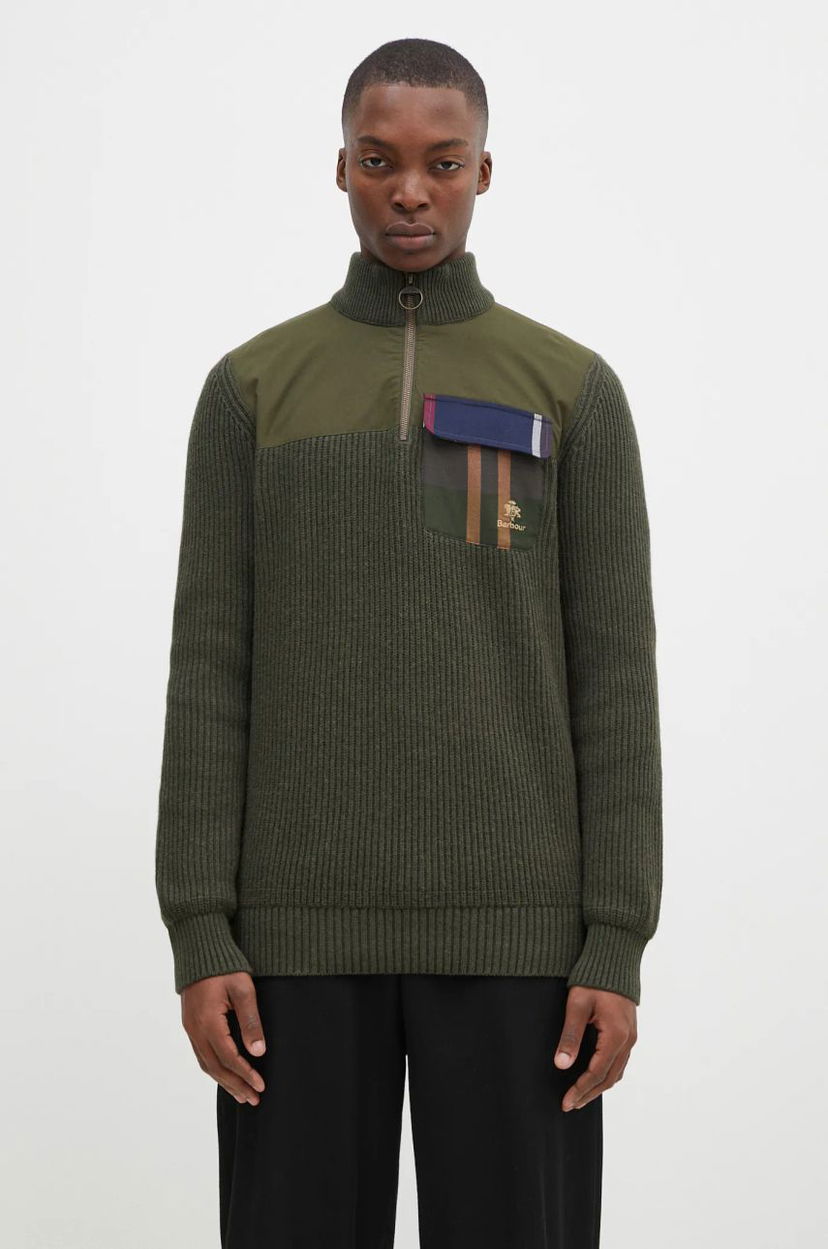 Cветр Baracuta Miller Half Zip Knit Sweater Зелений | BRMAG0192