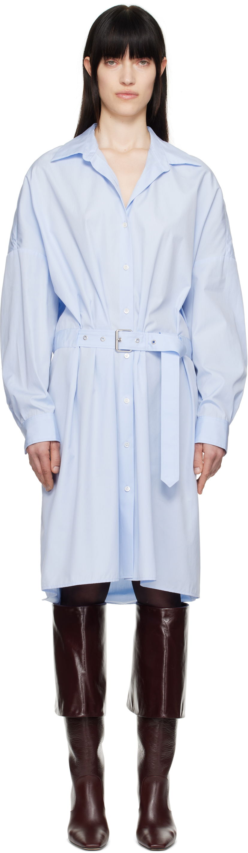 плаття Dries Van Noten Dries Van Noten Belted Shirt Midi Dress Синій | 251-011002-1466