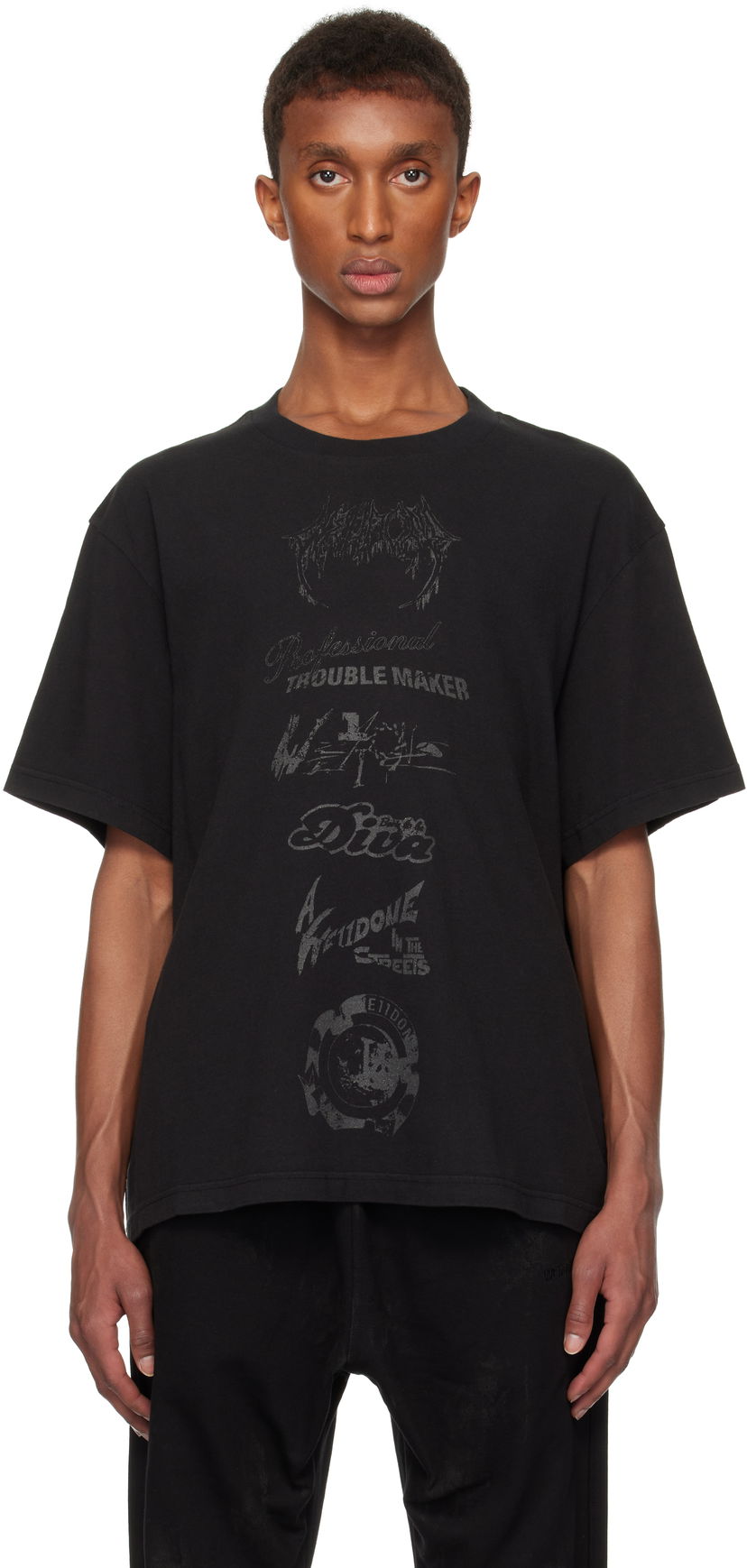 Футболка We11done Multi Logo Graphic T-Shirt чорний | WD-TT3-24-777-U-BK