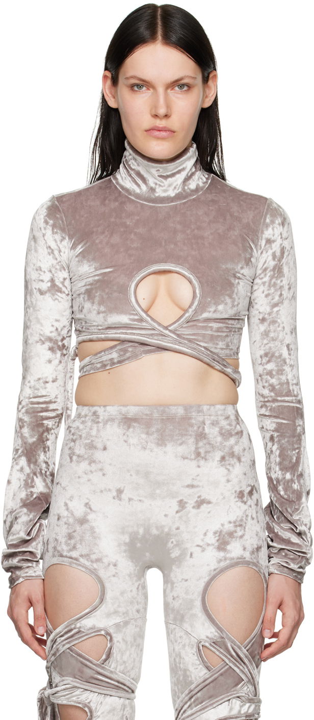 Футболка Ottolinger Ottolinger Velvet Wrap Turtleneck Top Сірий | 401703