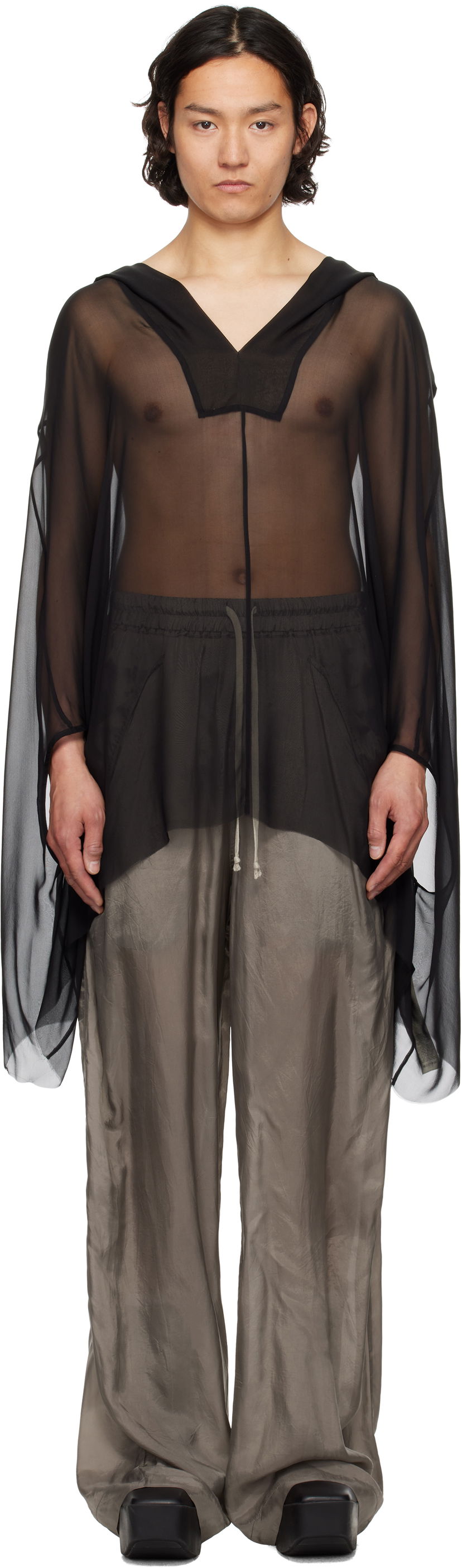 Cветр Rick Owens Rick Owens Hollywood Hooded Kaftan чорний | RR01E5505 S