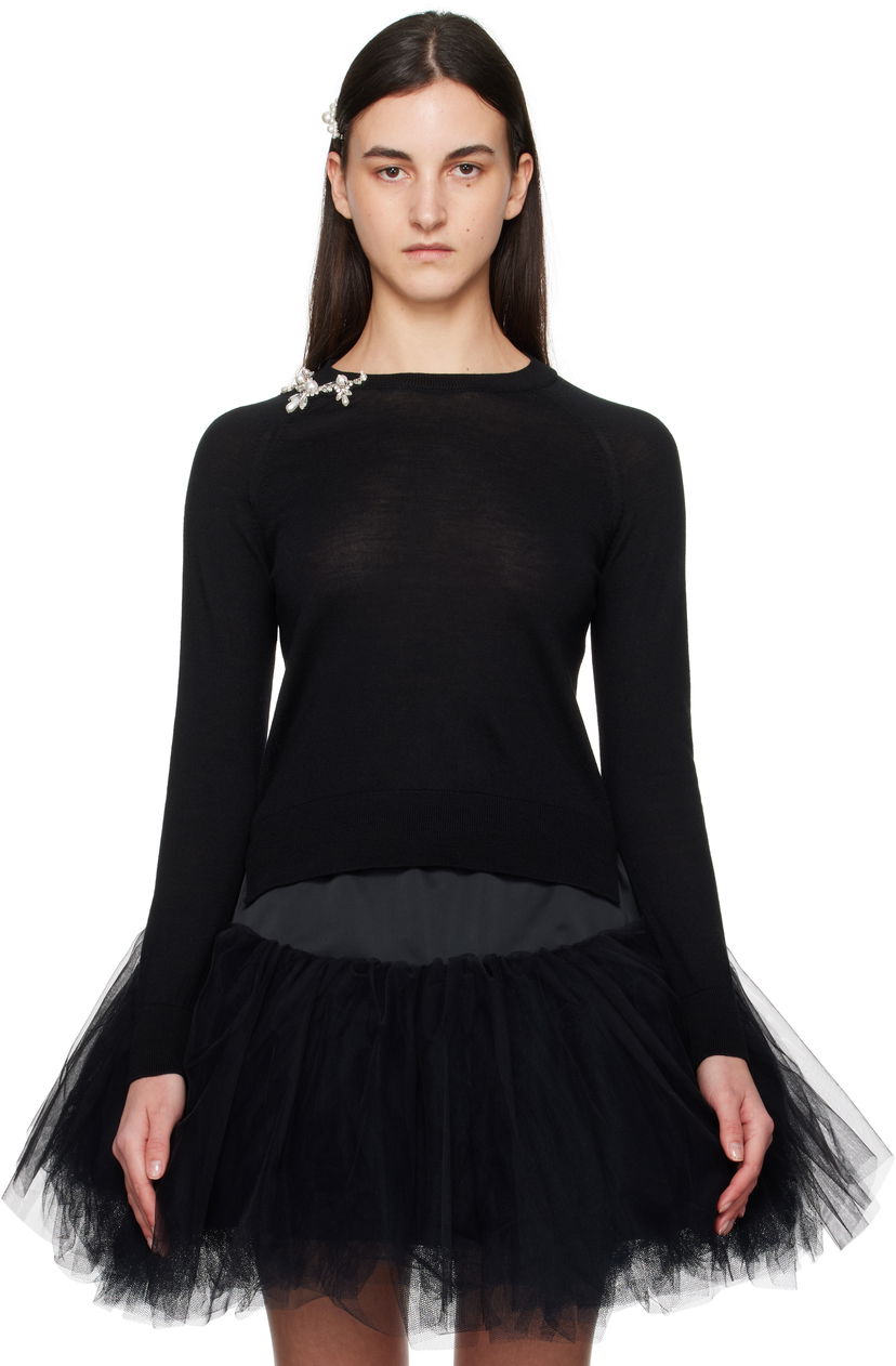Cветр Simone Rocha Simone Rocha Classic Wool Pullover чорний | KMK22B 0647