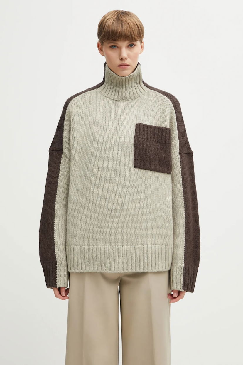 Cветр JW Anderson JW Anderson Two Tone Patch Pocket Turtleneck Sweater Різнокольоровий | KW1402.YN0367