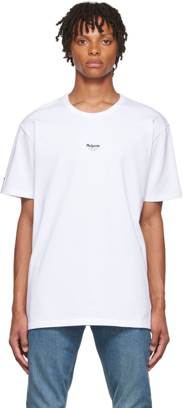 Футболка Alexander McQueen Alexander McQueen Graffiti T-Shirt білий | 704989QTX91