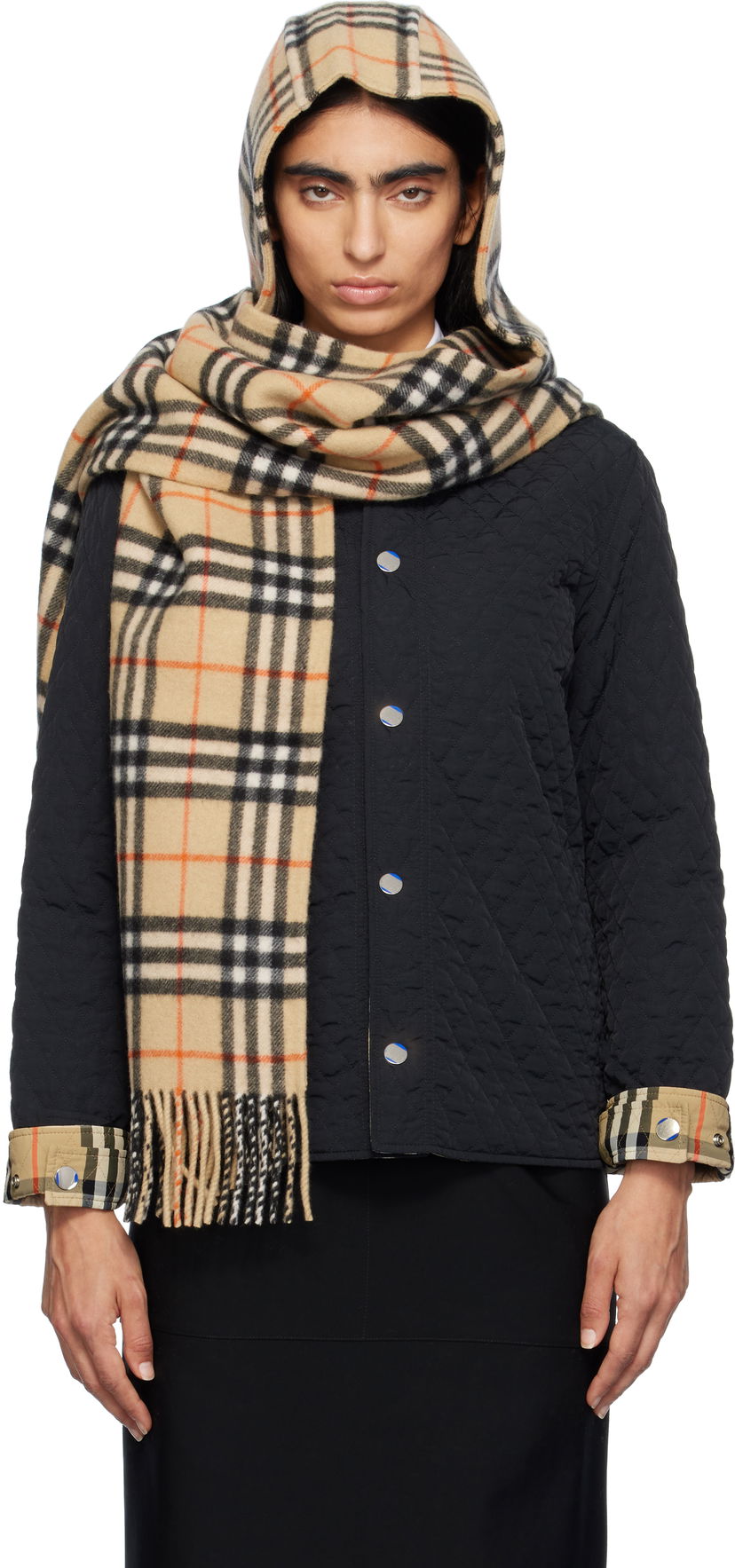 Шарф Burberry Cashmere Hooded Scarf бежевий | 8097492