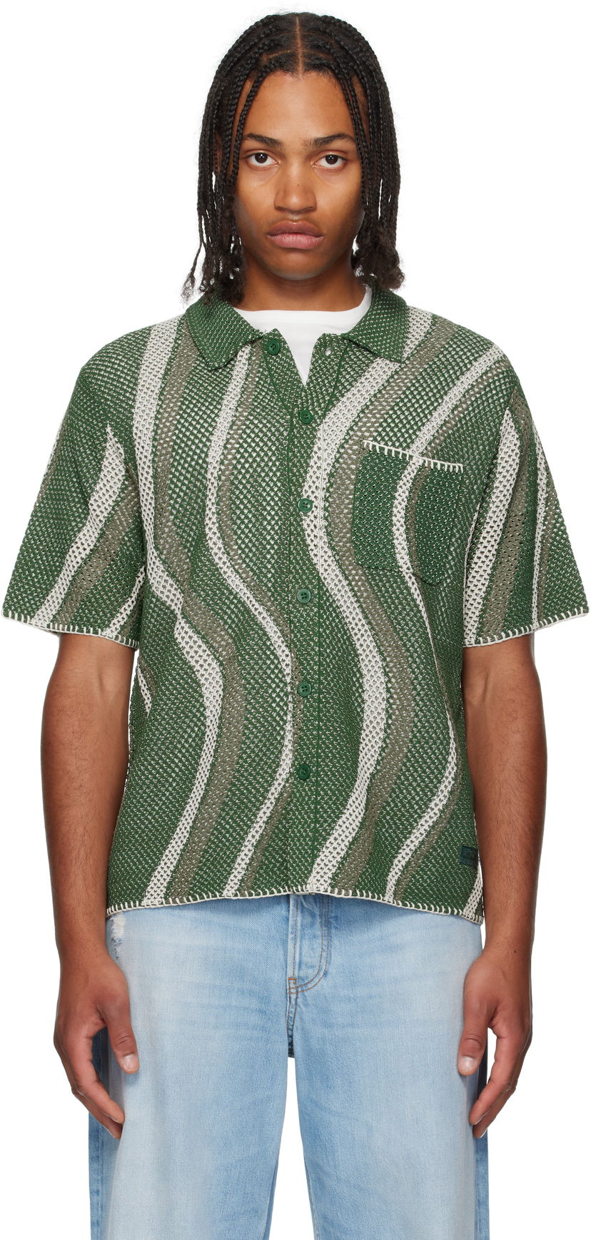 Сорочка Dime Dime Soleil Button Up Knit Shirt Зелений | DIMESU257GRN